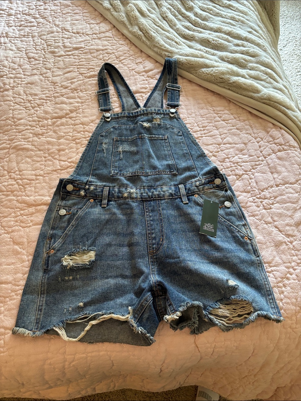 Target Blue Denim Short Overalls with Front Bib